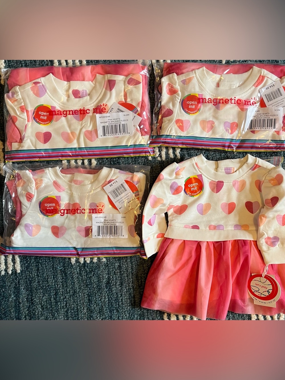 Magnetic Me NWT pink heart fleece lined tutu sweater dress 6-9 month